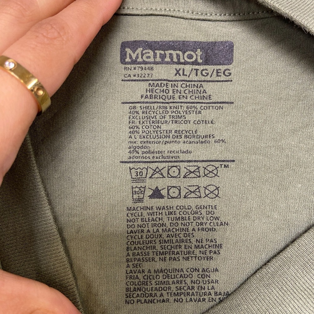 Marmot T Shirt Mens XL Green Graphic Print Long Sleeve Crewneck Casual Pullover - Picture 7 of 13